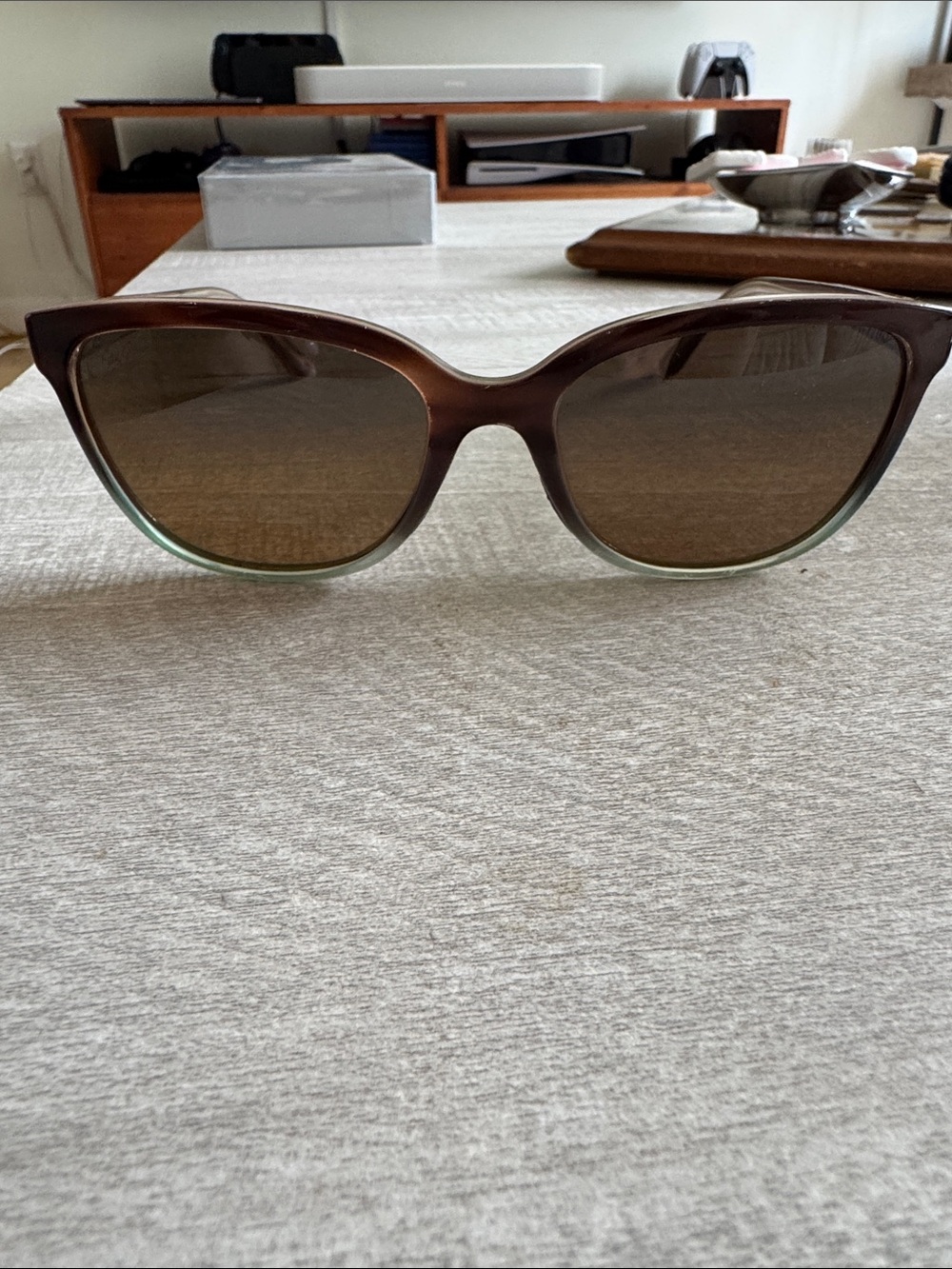 Maui Jim Brown Gradient Cat-Eye Sunglasses with Subtle Green Trim